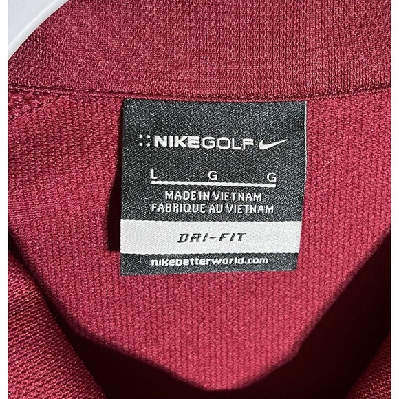 Nike Golf Dri Fit‎ Embroidered Fellowship Open Polo Shirt Mens Size L Burgundy - Picture 3 of 9